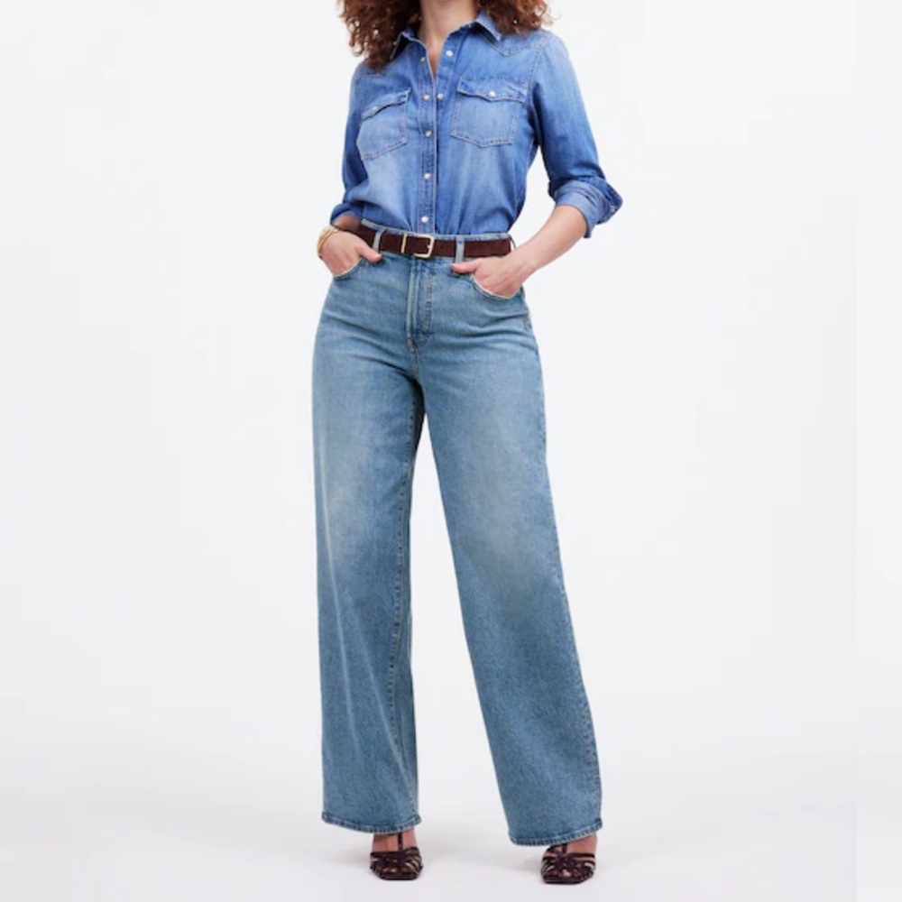 NEW MADEWELL The Curvy Perfect Wide Leg High Rise Jeans.  Vintage Wash.  Size 28